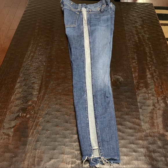 7 for all mankind blue skinny denim cropped tuxedo striped jeans Size 24 - Picture 5 of 15